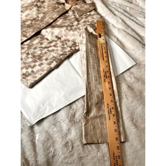 Ellen Tracy womens size 6 blazer silk geometric pattern peach/beige Girlboss - Picture 5 of 10